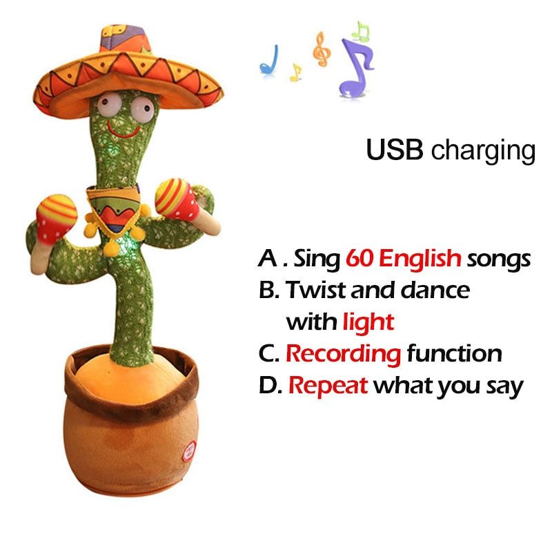 Lovely Talking Toy Dancing Cactus Doll Speak Talk Sound Record Repeat Toy Kawaii Cactus Toys Children Kids Education Toy Gift