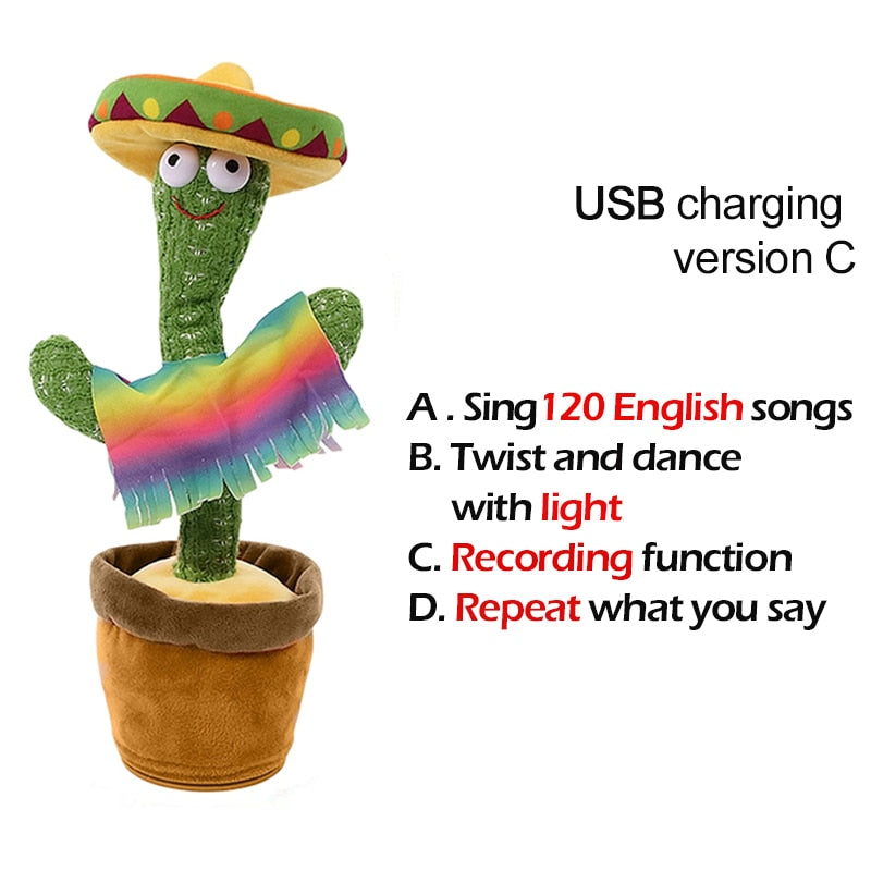 Lovely Talking Toy Dancing Cactus Doll Speak Talk Sound Record Repeat Toy Kawaii Cactus Toys Children Kids Education Toy Gift