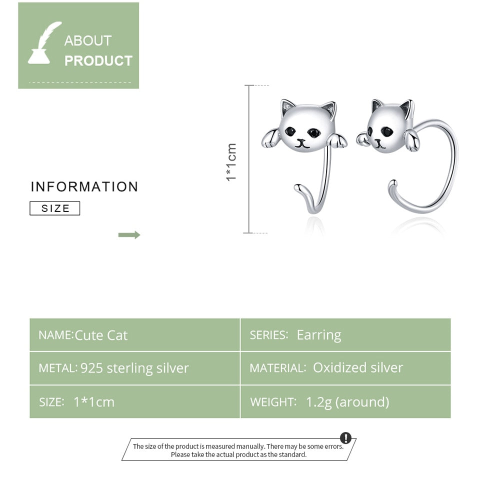 bamoer Genuine 925 Sterling Silver Minimalist Cute Tail Stud Earrings for Women Animal Fashion Jewelry Orecchini SCE965